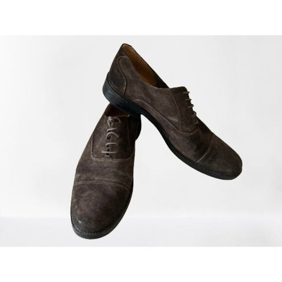 VERO CUOIO Made In Italy Brown Suede Cap Toed OXFORDS Lace-up Shoes Size 45 - Picture 3 of 6